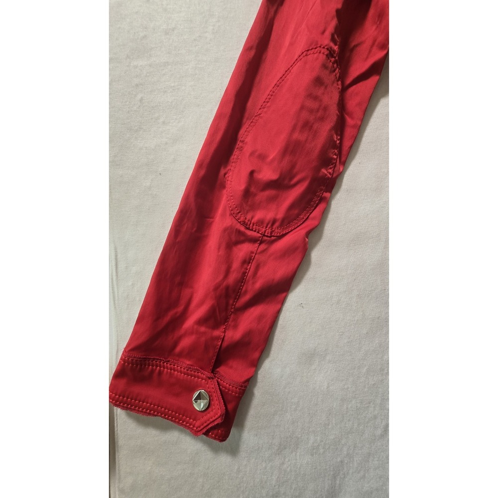 White House Black‎ Market Woman's Vibrant Red short trench style jacket Size 00 - Picture 6 of 10